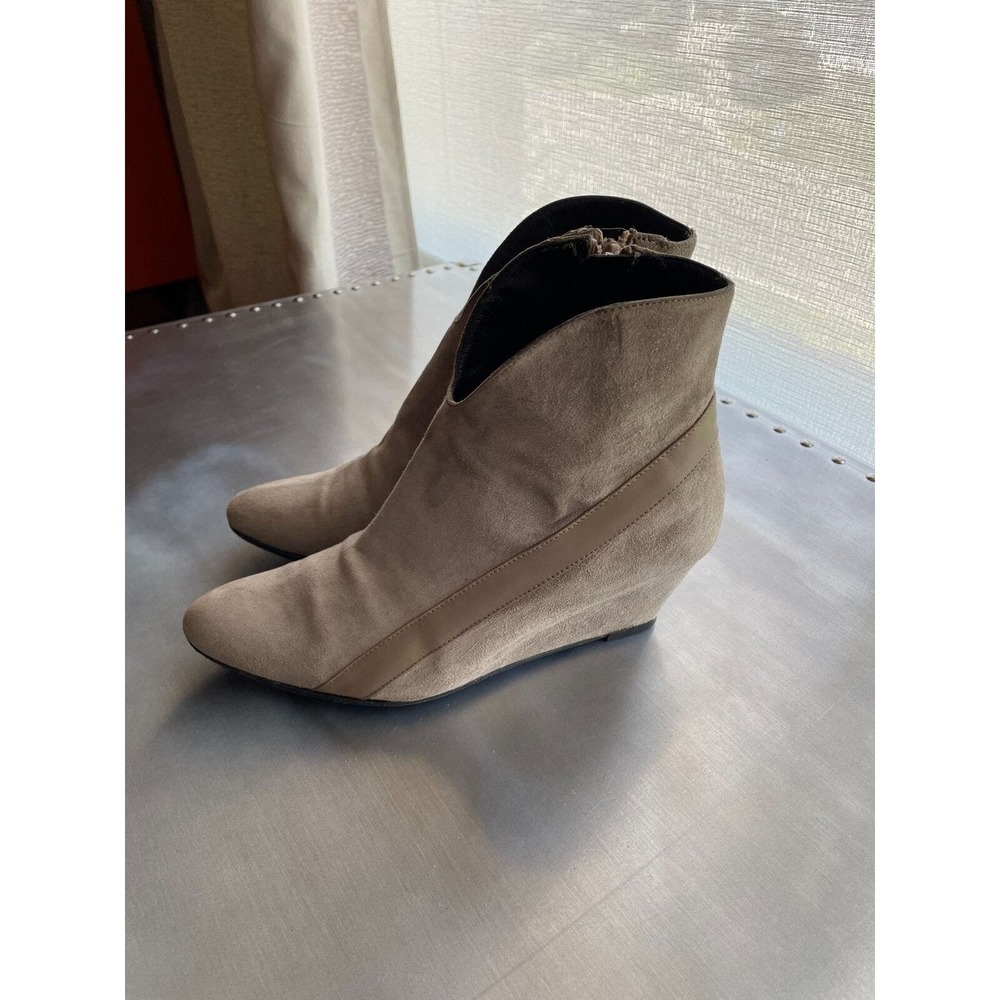 Pre-owned Robert Clergerie Gray Suede Ankle Booties Wedge SZ 7 Made in France - Picture 5 of 9
